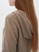 Women's Cashmere Full-Zip Hoodie Taupe - Gobi Cashmere #color_taupe