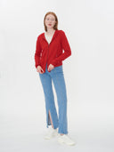 Women's Cashmere Full Zip Hoodie Red - Gobi Cashmere #color_red