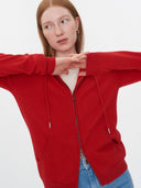 Women's Cashmere Full Zip Hoodie Red - Gobi Cashmere #color_red