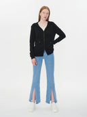 Women's Cashmere Full-Zip Hoodie Black - Gobi Cashmere #color_black