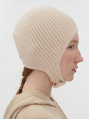 Unisex Cashmere Knitted Aviator Cap Crème Brulee - Gobi Cashmere #color_creme-brulee