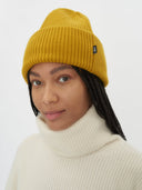 Unisex Cashmere Ribbed Chunky Beanie Lemon Curry - Gobi Cashmere #color_deep-yellow