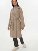 Women's Cashmere Notch Lapel Coat Taupe - Gobi Cashmere #color_taupe