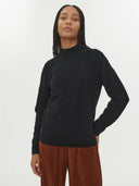 Women’s Cashmere Mock Neck Sweater Black | GOBI UK #color_black