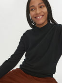Women’s Cashmere Mock Neck Sweater Black | GOBI UK