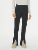 Women's Cashmere Front Slit Trousers Charcoal - Gobi Cashmere #color_charcoal