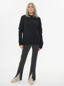 Women's Cashmere High Neck Jumper Black - Gobi Cashmere #color_black