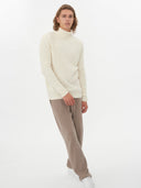Men's Cashmere Rib Knit Turtle Neck White - Gobi Cashmere #color_white