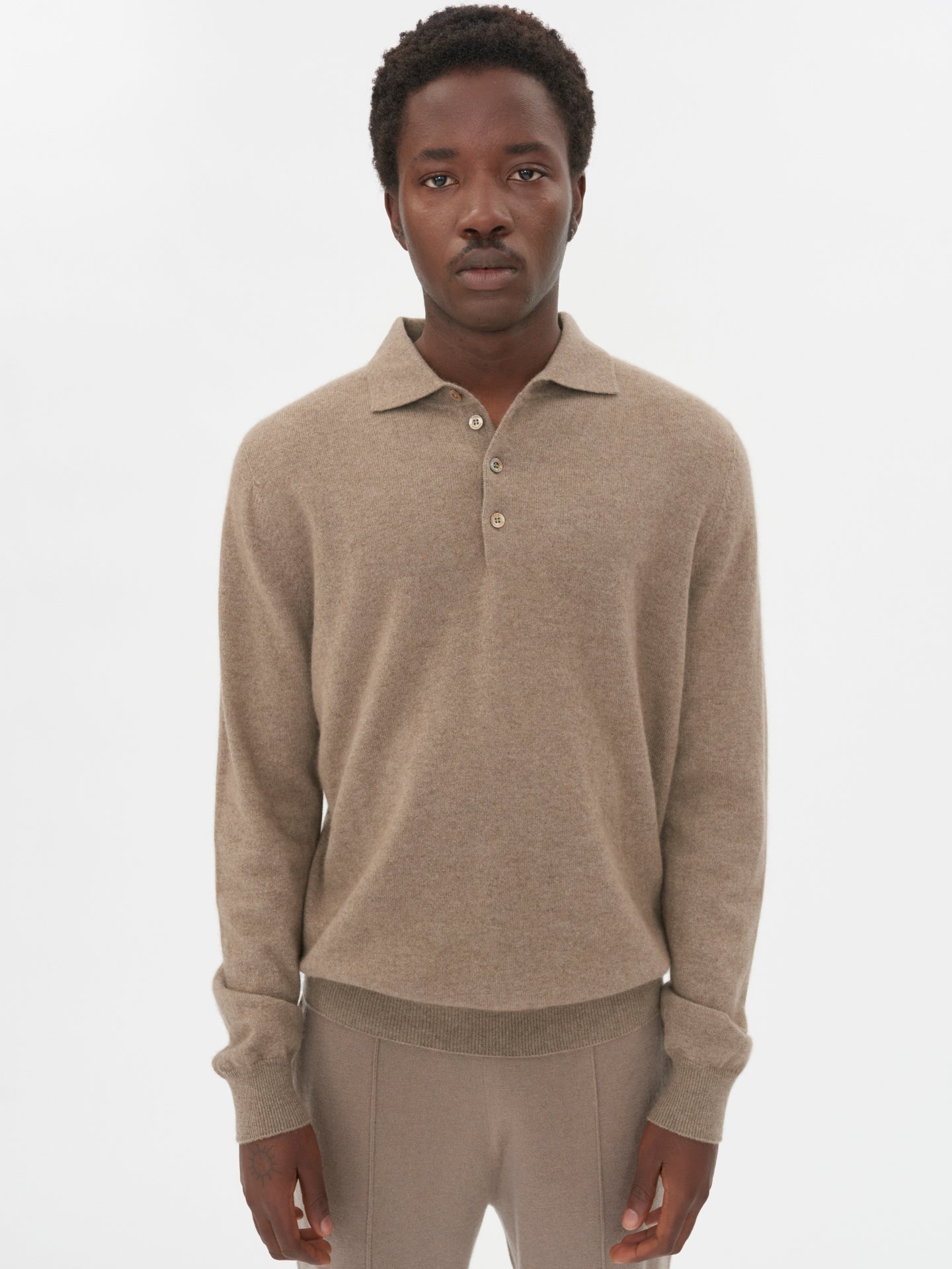 Organic Colour Essential Cashmere Polo Jumper
