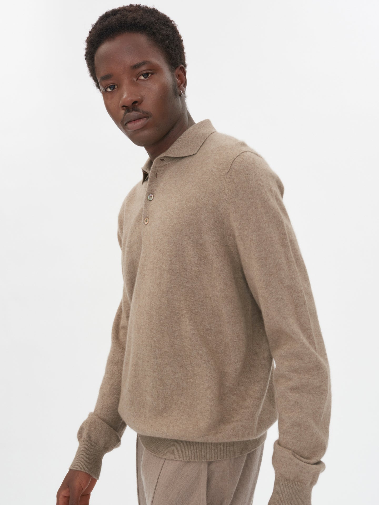 Organic Colour Essential Cashmere Polo Jumper
