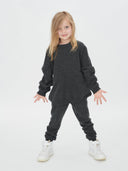Kids’ Cashmere Track Pants in Gray Pinstripe | GOBI UK #color_gray-pinstripe