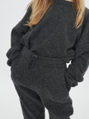 Kids’ Cashmere Track Pants in Gray Pinstripe | GOBI UK #color_gray-pinstripe