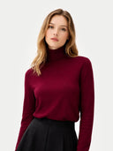 Timeless Cashmere Turtleneck Jumper Bordeaux - Gobi Cashmere