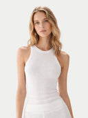Ribbed Cotton Silk Cashmere Blend Tank Top Whisper White - Gobi Cashmere #color_whisper-white