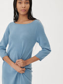 Women's Cashmere Boat Neck Dress Reef Waters - Gobi Cashmere #color_reef-waters