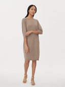 Women's Cashmere Boat Neck Dress Taupe  - Gobi Cashmere #color_taupe