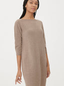 Women's Cashmere Boat Neck Dress Taupe  - Gobi Cashmere #color_taupe