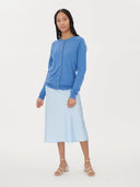Women's Cashmere Crew Neck Cardigan Blue - Gobi Cashmere #color_blue