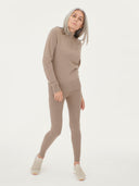 Women's Cashmere Zipped High Neck Sweater Taupe - Gobi Cashmere #color_taupe