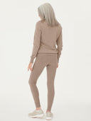 Women's Cashmere Zipped High Neck Sweater Taupe - Gobi Cashmere #color_taupe