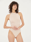 Women's Cashmere Tube Neck Bodysuit Taupe - Gobi Cashmere #color_creme-brulee