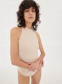 Women's Cashmere Tube Neck Bodysuit Taupe - Gobi Cashmere #color_creme-brulee