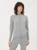 Women's Cashmere Zip Cardigan Gray- Gobi Cashmere #color_light-gray