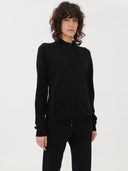 Women’s Full-Zip Cashmere Cardigan Black | GOBI UK #color_black