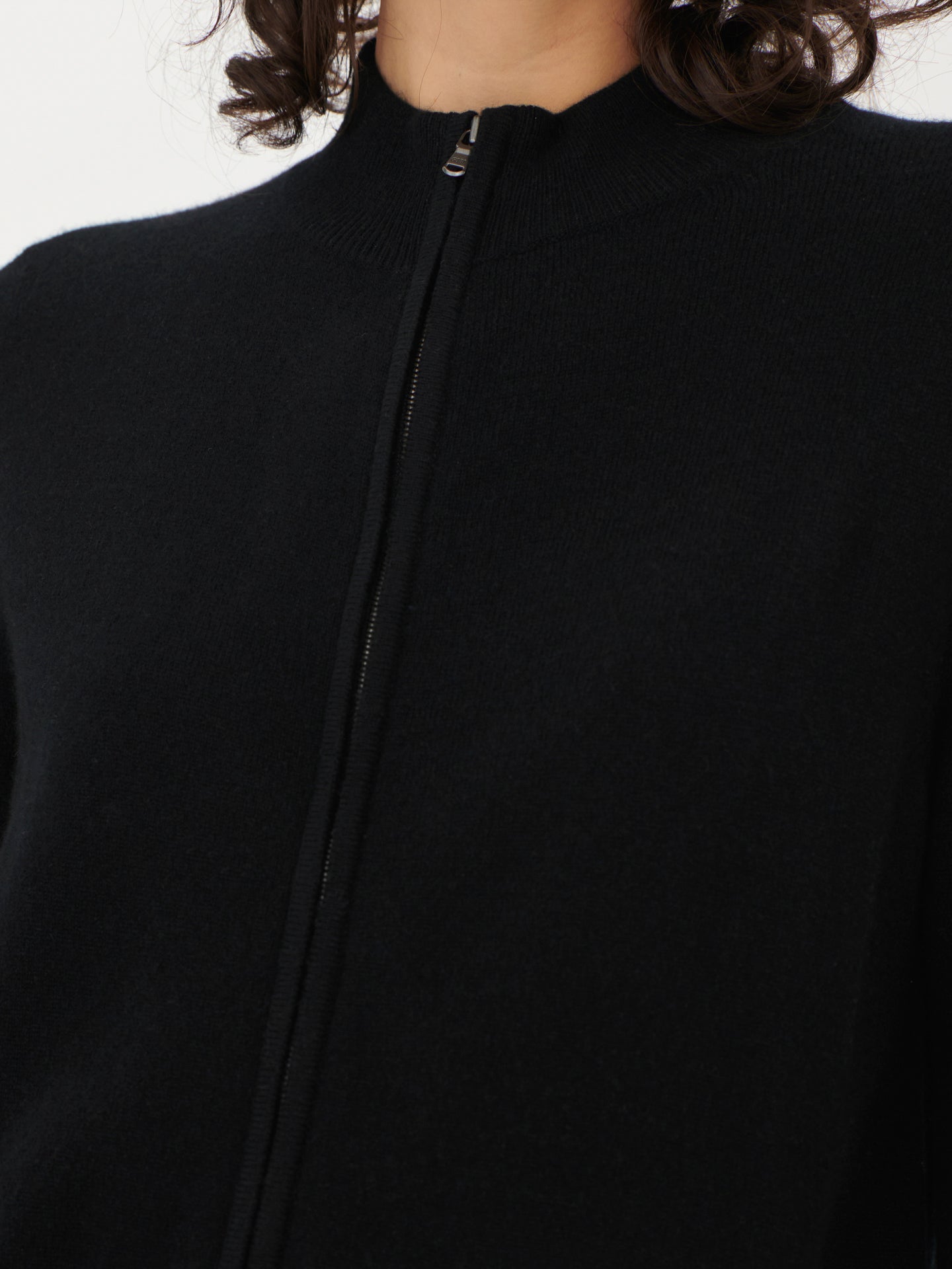 Women's Cashmere Full-Zip Cardigan Black - Gobi Cashmere