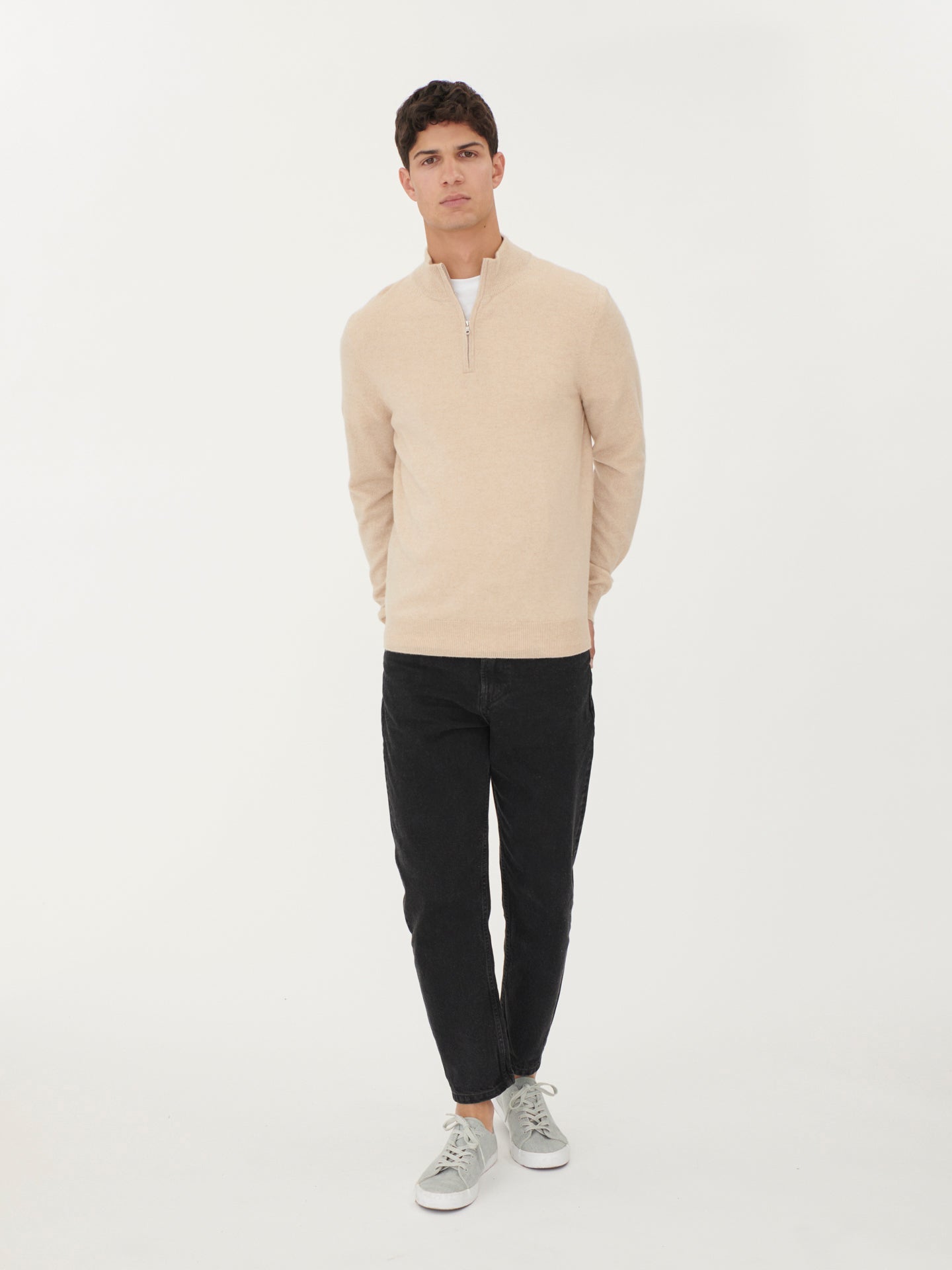 Half-Zip Organic color Cashmere Jumper