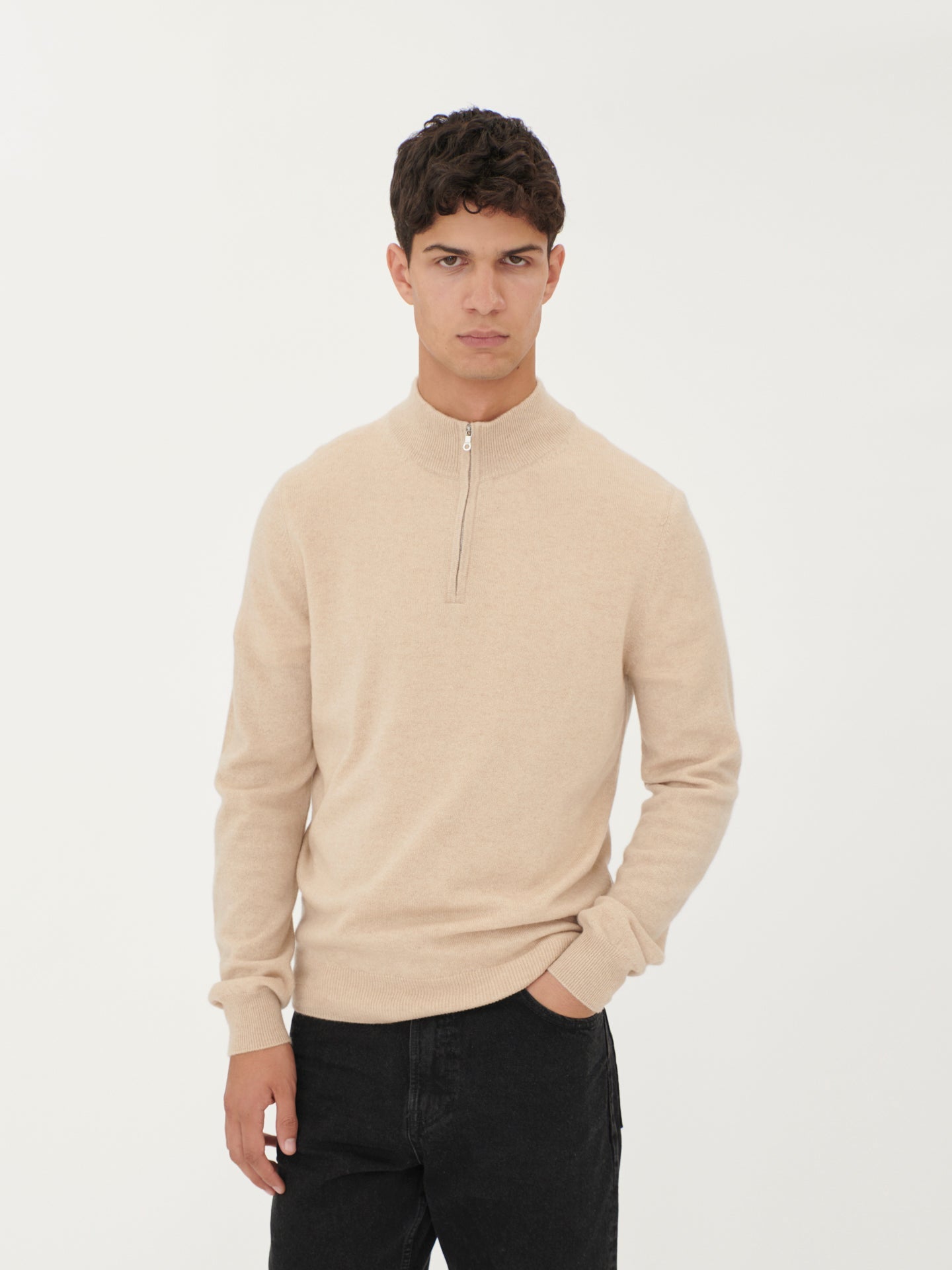 Half-Zip Organic color Cashmere Jumper