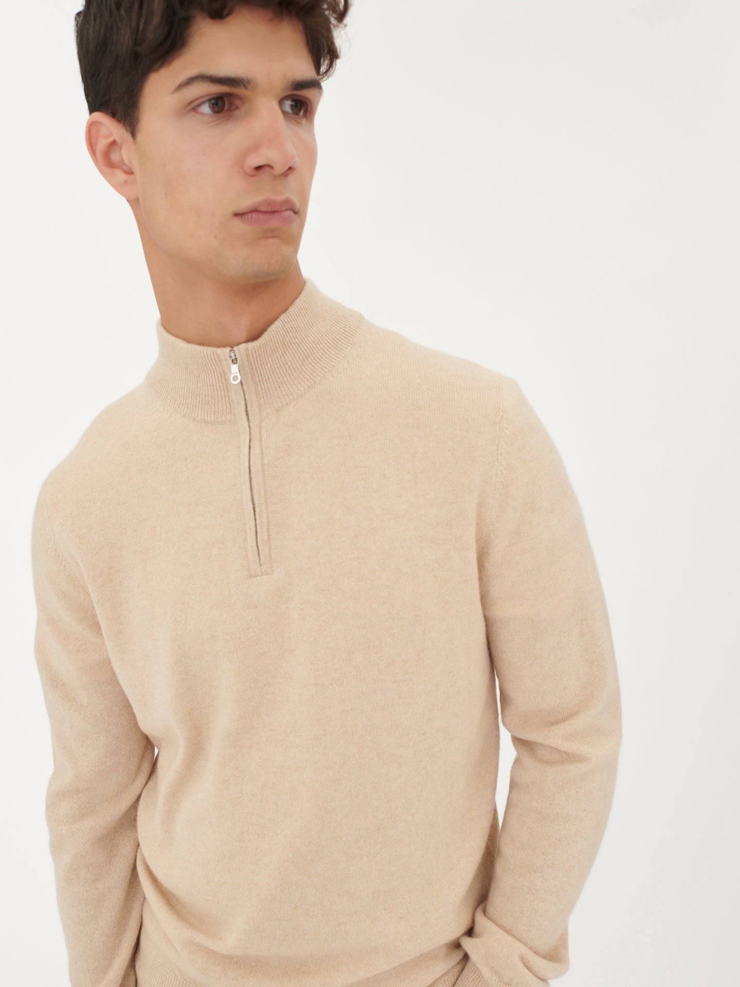 Half-Zip Organic color Cashmere Jumper