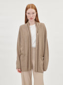 Women's Cashmere Relaxed Shawl Cardigan Taupe - Gobi Cashmere #color_taupe