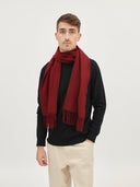 Women’s Cashmere Fringed Scarf in Bordeaux | GOBI UK #color_bordeaux