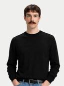 Cashmere Silk C-Neck Jumper Black - Gobi Cashmere