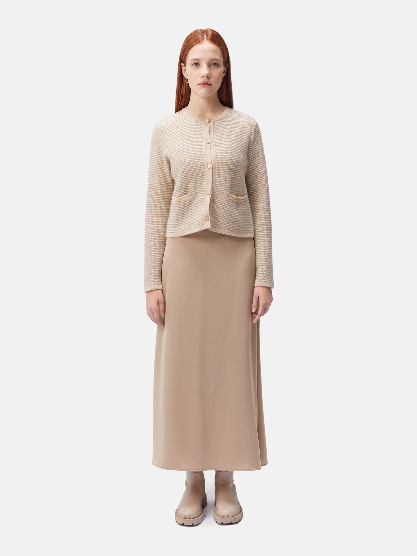 Organic Colour Cashmere Jacquard Cardigan