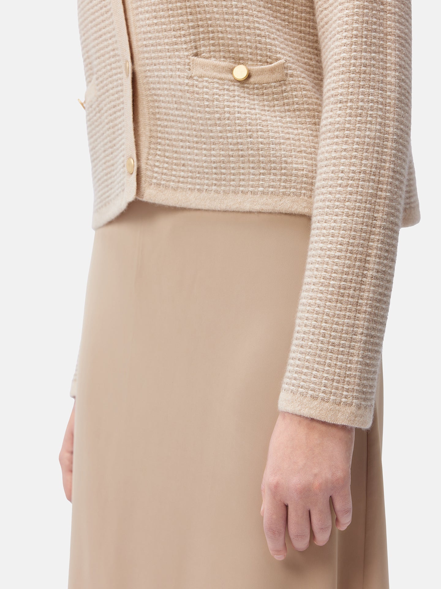 Organic Colour Cashmere Jacquard Cardigan