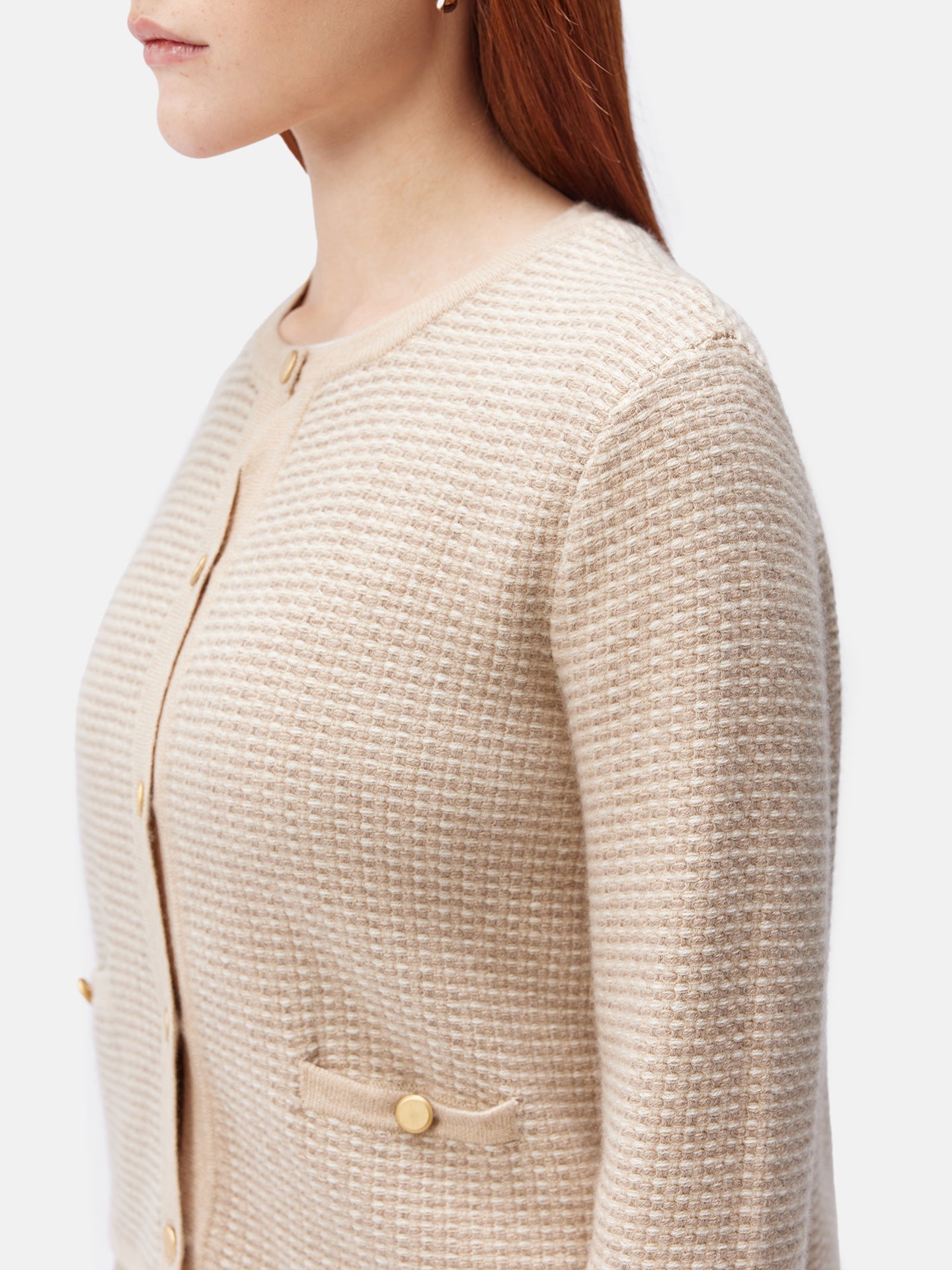 Organic Colour Cashmere Jacquard Cardigan