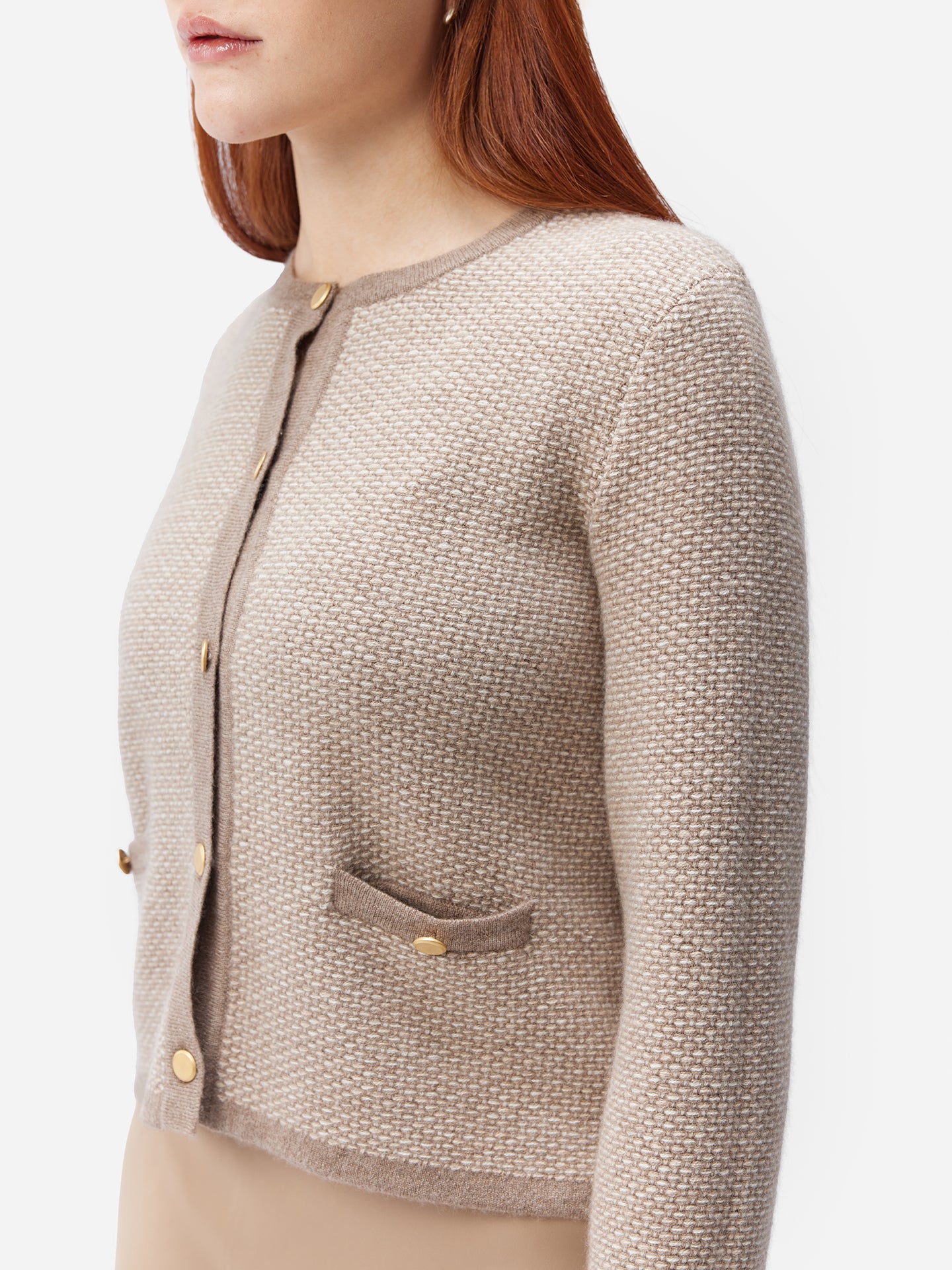 Organic Colour Cashmere Jacquard Cardigan