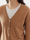 Women's Cashmere V-Neck Cardigan Sheepskin -Gobi Cashmere #color_sheepskin