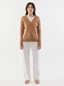 Women's Cashmere V-Neck Cardigan Sheepskin -Gobi Cashmere #color_sheepskin