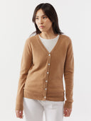 Women's Cashmere V-Neck Cardigan Sheepskin -Gobi Cashmere #color_sheepskin