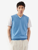 Men's Cashmere Vest Azure Blue - Gobi Cashmere #color_azure-blue