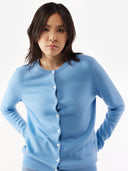 Women’s Crew Neck Cashmere Cardigan Azure Blue | GOBI UK #color_azure-blue