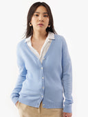Women's Cashmere V-neck Button Cardigan Light Blue - Gobi Cashmere #color_light-blue