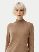 Organic Colour Essential Cashmere Mock Neck Jumper Taupe - Gobi Cashmere