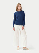 Women's Cashmere Essential Crew Neck Sweater Navy - Gobi Cashmere #color_insignia-blue