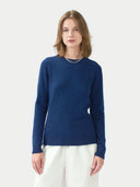 Women's Cashmere Essential Crew Neck Jumper Navy - Gobi Cashmere #color_blue