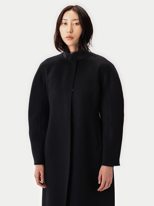 Oval-Sleeve Cashmere Coat