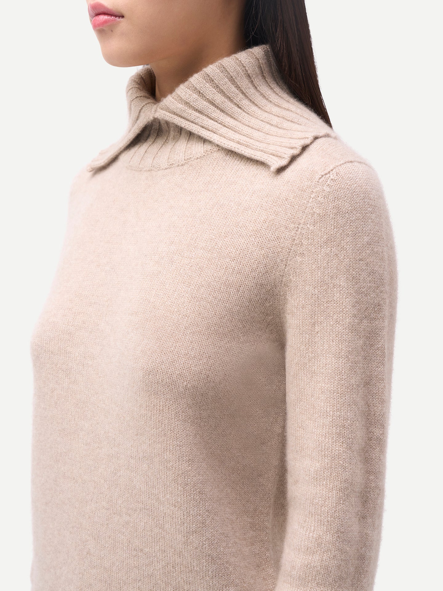 Organic Colour Fold-Over Turtleneck Cashmere Jumper